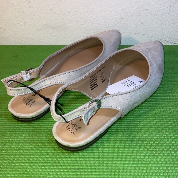 Time and Tru Women's Nude Sling back Flats Size 7 memory Foam fabric upper NEW - Picture 5 of 7